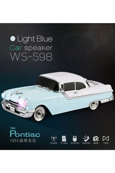 ULTRATEKNO Nostaljik Pontiac Araba 1955 Model Bluetooth Hoparlör Fm Radyo USB Tf Aux Destekli Speaker - 6