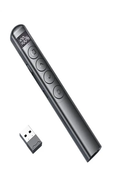 ULTRATEKNO S7 Dijital Ekranlı Şarjlı Lazer Sunum Kumandası Şarj Göstergeli Lazer Powerpoint Laser Pointer Slayt