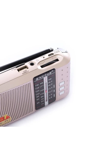 Knstar Bluetoothlu Fm Radyo Usb Tf Kart Şarjlı Cep Radyosu Icf8bt - Altın - 5