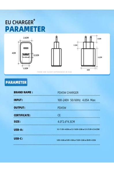 ULTRATEKNO Android/ıphone/tablet/macbook/samsung 45w Pd Type-c Hızlı Çoklu Şarj Adaptörü Aleti - 8