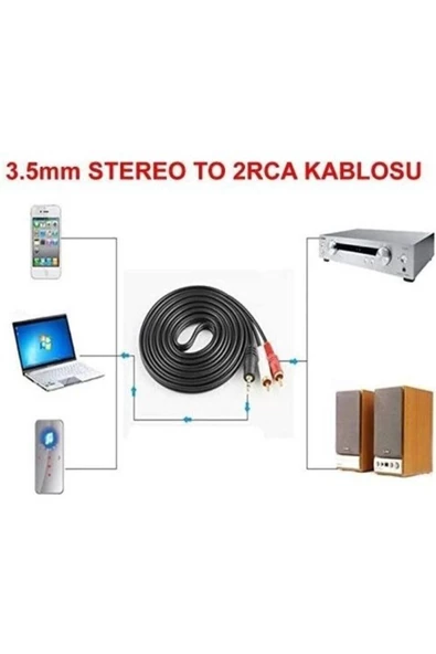 ULTRATEKNO 3.5 Mm Stereo To 2rca Kablosu Aux Tos Ses 1.5 Mt Kablo Sound Audıo Erkek Ara Kulaklık Standart - 4