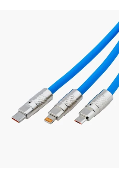 ULTRATEKNO Turbo 120W 6A 3 In 1 Süper Hızlı Şarj Kablosu Samsung , Iphone , Xiaomi , Huawei Uyumlu - 4