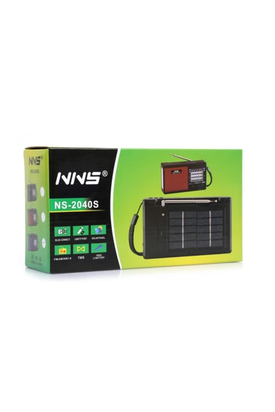 NNS El Fenerli Solar Güneş Panelli Şarjlı Fm Radyo Bluetooth Hoparlör Usb Tf Aux - Kırmızı - 5