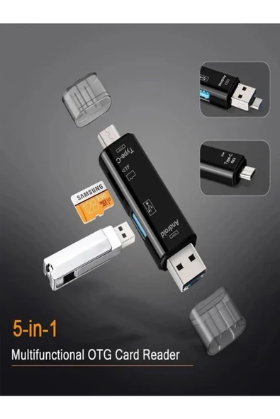 ULTRATEKNO 5'i 1 Arada USB Flash Bellek & Tf Kart Micro SDHC Kart Okuyucu Otg Type C Micro Usb Otg - 2