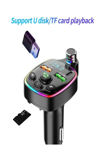 ULTRATEKNO Bluetooth 5.0 FM Transmitter Çift USB 3.1A PD Hızlı Şarj Destekli Mikrofonlu Modülatör - 8