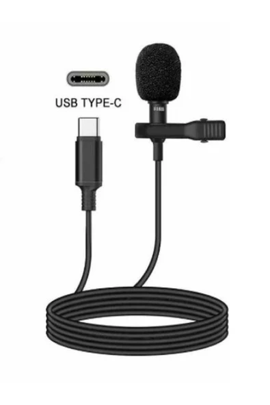 BAYINDIRELEKTRONİK Cep Telefonu Mini Klipsli Mikrofon Type-c Uyumlu Kablo Uçlu Yaka Mikrofonu Lavalier - 2