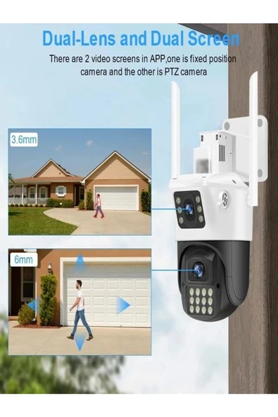 ULTRATEKNO Çiftli Kamera Dış Mekan Full Hd Wifi Kamera Su Geçirmez Hareket Sensörlü Gece Görüşlü Ip Kamera - 2