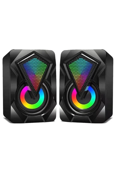 ULTRATEKNO Rgb Işıklı 1 1 Kablolu Bilgisayar Pc Notebook Hoparlör Gaming Speaker - 3