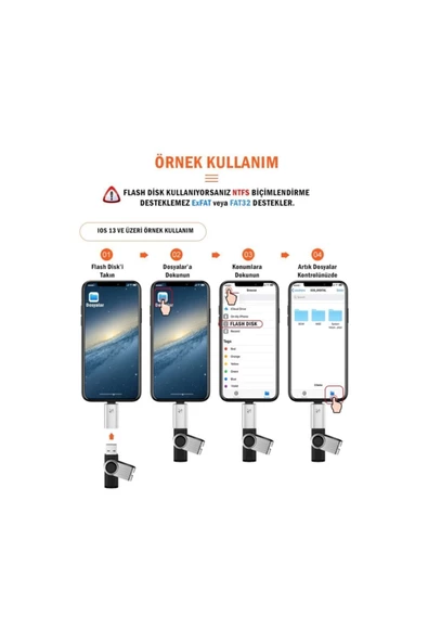 ULTRATEKNO Otg Apple Iphone Ipad Lightning To Usb 3.0 Çevirici - 5