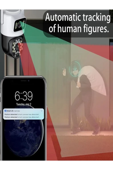 ULTRATEKNO FHD 2MP Çift Kameralı Çift Ekranlı PTZ Outdoor Güvenlik Kamerası - 4