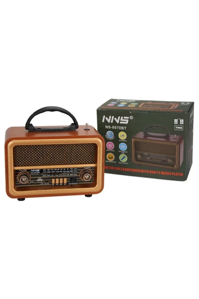 NNS Taşınabilir Nostaljik Fm Radyo Bluetooth Tf Kart Usb Destekli Ahşap Kasa Radyo - 6