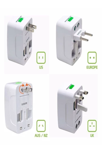 ULTRATEKNO Amerika Ingiltere Priz Ucu Dönüştürücü Çevirici - Çoklu Adaptör - 3