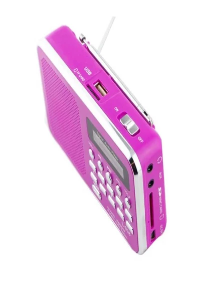 ULTRATEKNO Dijital Ekranlı Şarjlı Taşınabilir Radyo Usb Tf Destekli Cep Radyosu L-938 - Pembe - 4
