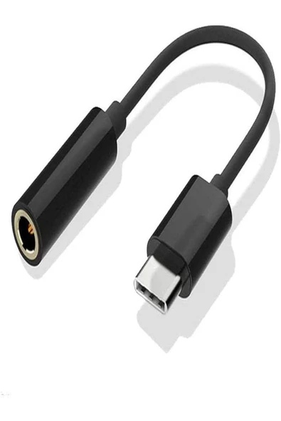 ULTRATEKNO Type-C To Aux 3.5mm Kulaklık Çevirici Dönüştürücü Adaptör Usb-C Adaptör 1.Kalite Siyah