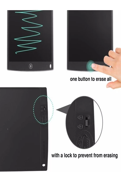 ULTRATEKNO 12" Büyük Boy Dijital Yazı Tahtası Grafik Çizim Tableti 12 Inç Lcd Çocuk Tablet - 4