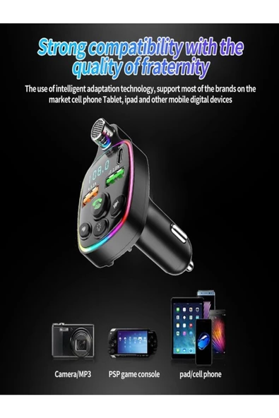 ULTRATEKNO Bluetooth 5.0 FM Transmitter Çift USB 3.1A PD Hızlı Şarj Destekli Mikrofonlu Modülatör - 6