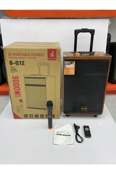 ULTRATEKNO B-Q12 50 Watt Süper Bass Valiz Hoparlör Kablosuz Mikrofonlu Bluetooth Hoparlör Karaoke Sistemi 12" - 8