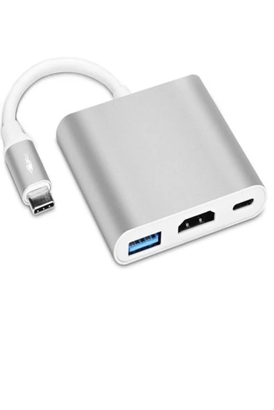 BAYINDIRELEKTRONİK 3in1 Type-C To HDMI Hub Port Adaptör Pd USB 3.0 4K HDMI Çoklayıcı Çevirici Dönüştürücü - 6
