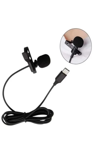 BAYINDIRELEKTRONİK Cep Telefonu Mini Klipsli Mikrofon Type-c Uyumlu Kablo Uçlu Yaka Mikrofonu Lavalier - 5