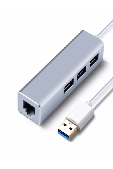 ULTRATEKNO Usb 3.0 3 port Hub ve Gigabit Ethernet Adaptör Ikisi Bir Arada Usb Adaptör Alüminyum Kasa