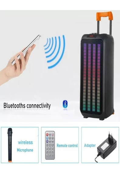 ULTRATEKNO Taşınabilir Büyük Boy RGB Bluetooth Kablosuz Mikrofonlu Parti Hoparlör Karaoke Set - 6