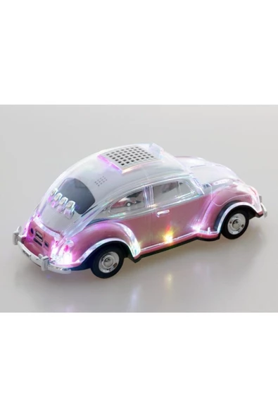 ULTRATEKNO Radyolu Işıklı Nostaljik Volkswagen Araba Bluetooth Hoparlör Fm Aux Tf Destekli Speaker - Siyah - 4