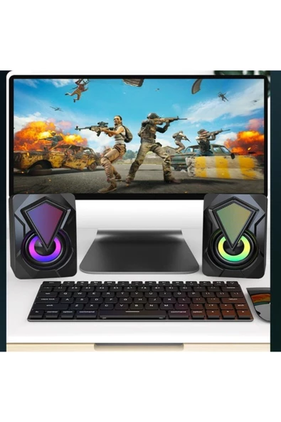 ULTRATEKNO Rgb Işıklı 1 1 Kablolu Bilgisayar Pc Notebook Hoparlör Gaming Speaker - 6