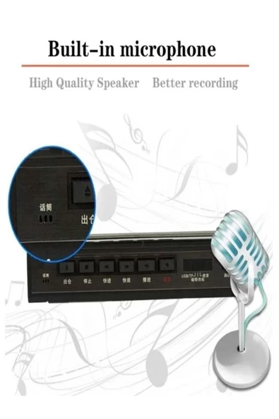 ULTRATEKNO Panda 6503 25W Kaset Çalar Radyo USB/TF  Kaydedici Bant Mikrofon Çok Fonksiyonlu Müzik Çalar - 6