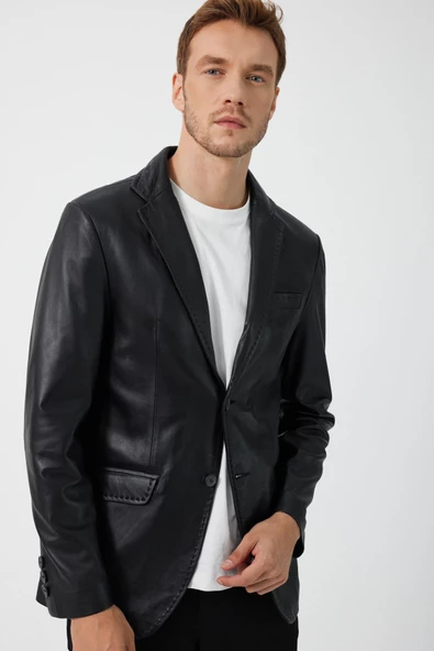 Lopes Siyah Erkek Deri Ceket - 4