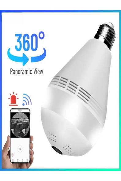 BAYINDIRELEKTRONİK Panoramik 360° Ampul Kamera E27 Duy Girişli LED WiFi IP Kamera V380 PRO Türkçe Uygulamalı - 2