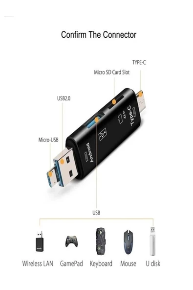 ULTRATEKNO Tablet ve Telefon Uyumlu Micro SD Hafıza Kartı ve USB Flash Bellek , Klavye , Mouse OTG Çevirici - 6