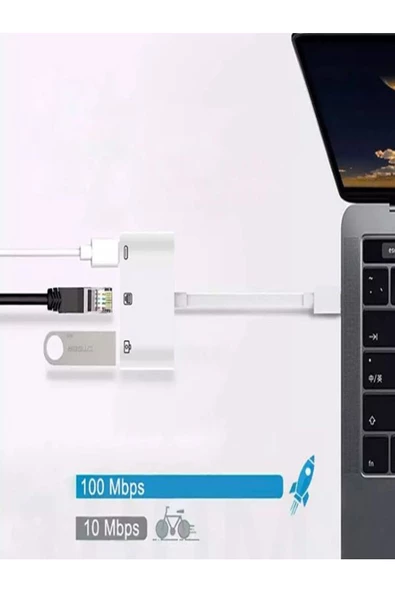 ULTRATEKNO Iphone 7 8 X 11 11 Pro 12 13 13 14 Pro Max ve Ipad Uyumlu Usb Ethernet Lightning Şarj Adaptörü 3in1 - 6
