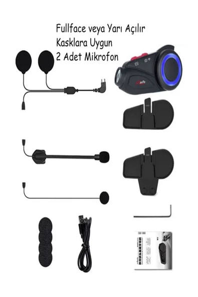 ULTRATEKNO Maxto M3S Serisi 2k Fhd 1440P Kameralı Intercom Motosiklet Kask İntercom Uyumlu - 7