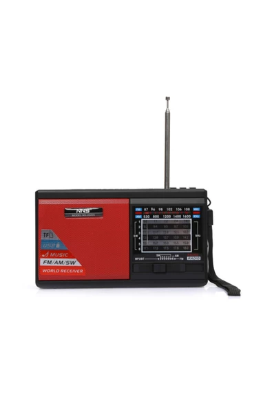 NNS El Fenerli Solar Güneş Panelli Şarjlı Fm Radyo Bluetooth Hoparlör Usb Tf Aux - Kırmızı - 2