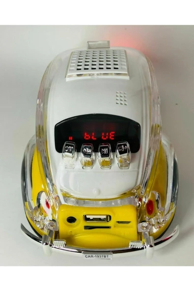 ULTRATEKNO Radyolu Işıklı Nostaljik Volkswagen Araba Bluetooth Hoparlör Fm Aux Tf Destekli Speaker - Siyah - 3