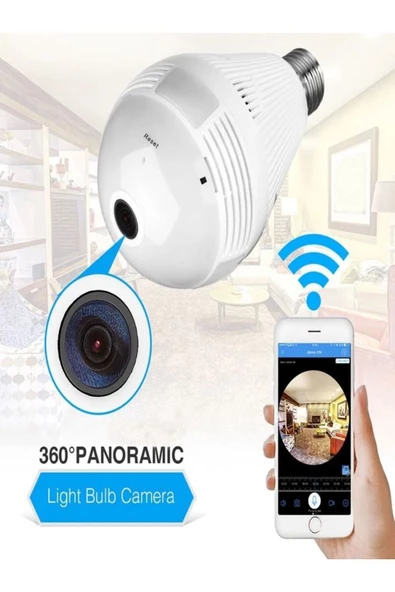 BAYINDIRELEKTRONİK Panoramik 360° Ampul Kamera E27 Duy Girişli LED WiFi IP Kamera V380 PRO Türkçe Uygulamalı - 4