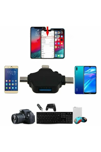 ULTRATEKNO Iphone Type-c Micro Usb 3in1 Usb 3.0 Dişi Mouse Flash Otg Adaptör 3in1 Otg - 4