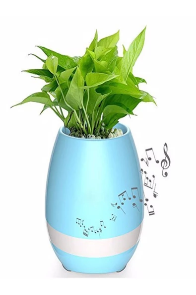 ULTRATEKNO Akıllı Saksı Bluetooth Hoparlör Dokunmatik Işıklı Gece Lambası Mp3 Çalar(MAVİ) - 4