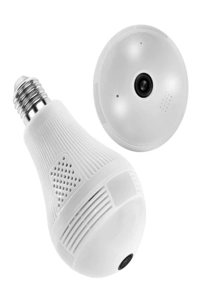 ULTRATEKNO Gerçek 1080P FHD Ampul Kamera Balık Gözü Lens 360° Panoramik Ev Güvenlik Kamerası + 32GB Hafıza Kart - 5
