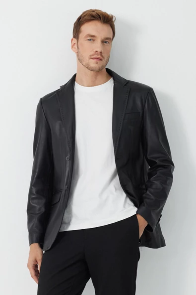 Lopes Siyah Erkek Deri Ceket - 6