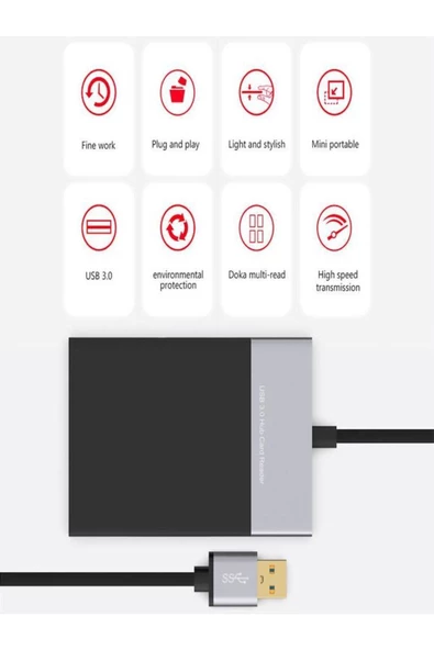 ULTRATEKNO Çoklu XQD Kart Okuyucu 6in1 Fonksiyonlu 3.0 x 2 USB Girişi XQD TF CF SD Card Reader - 6