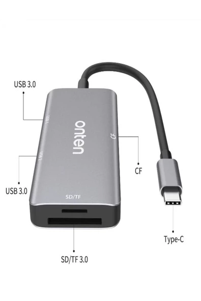 ULTRATEKNO OTN-91182 Type C Girişli USB-C Çoklu Kart Okuyucu MacBook Tablet PC Uyumlu Card Reader - 3