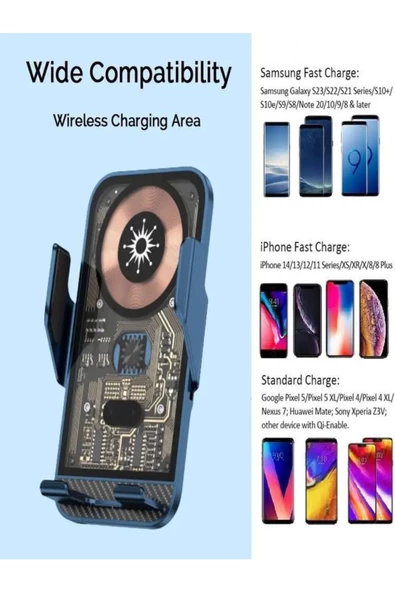BAYINDIRELEKTRONİK 15W Sensörlü Araç İçi Wireless Şarjlı Telefon Tutucu Elite Şeffaf Süper Sessiz Tasarım - 7