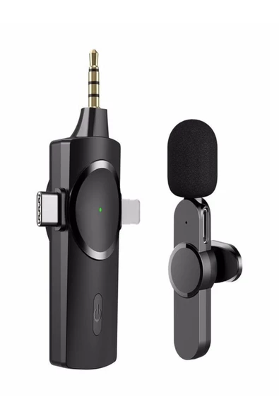 ULTRATEKNO Kablosuz 3in1 Type C - Lightning- 3,5 Mm Tekli Mikrofon Cep Telefonu Yaka Mikrofonu - 4
