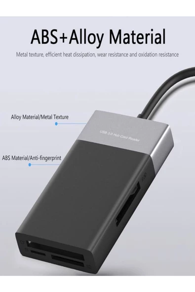 ULTRATEKNO Çoklu XQD Kart Okuyucu 6in1 Fonksiyonlu 3.0 x 2 USB Girişi XQD TF CF SD Card Reader - 3