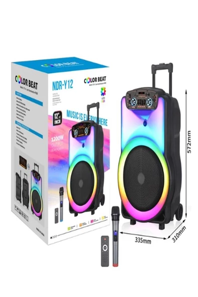 ULTRATEKNO NDR Y-12 Full RGB Panel 40 WATT Taşınabilir Büyük Boy Bluetooth Mikrofonlu Hoparlör - 3