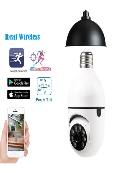 BAYINDIRELEKTRONİK 32 GB Hafızalı Wifi 360 Panoramik Ampul Kamera Güvenlik Kamerası Çift Wifi 360 Derece Gece Görüşlü - 6