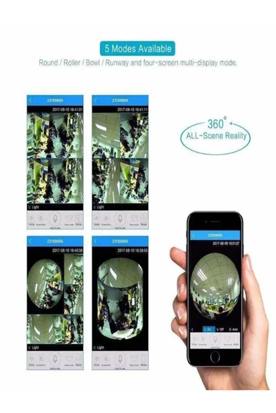 BAYINDIRELEKTRONİK Panoramik 360° Ampul Kamera E27 Duy Girişli LED WiFi IP Kamera V380 PRO Türkçe Uygulamalı - 3