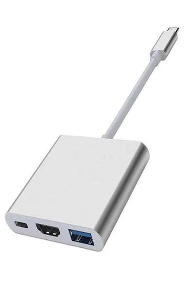 BAYINDIRELEKTRONİK 3in1 Type-C To HDMI Hub Port Adaptör Pd USB 3.0 4K HDMI Çoklayıcı Çevirici Dönüştürücü - 3