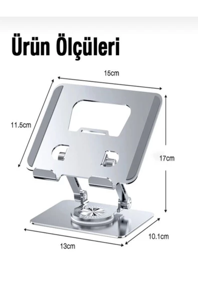 ULTRATEKNO 360° Dönebilen Ayarlanabilir Komple Metal Tablet Standı - 3